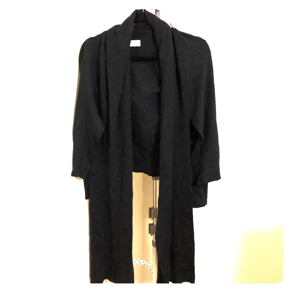 EUC TSE 100% Black Wool Sweater With Shawl